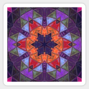 Mosaic Kaleidoscope Flower Orange Red Blue and Purple Sticker